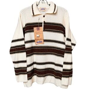 NWT Italian Hand Knit Henley Sweater Women's Large Romantic Dark Acadamia Wool